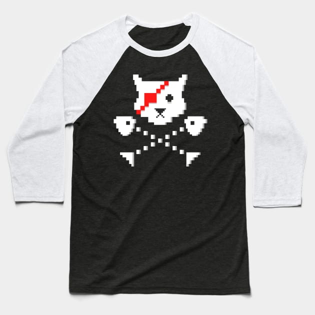 Pixel Pirate Cat Baseball T-Shirt by propellerhead